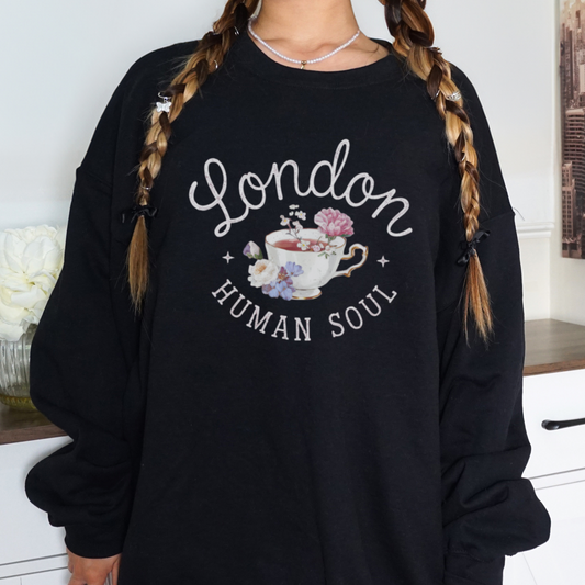 London Sweatshirt with Floral Teacup