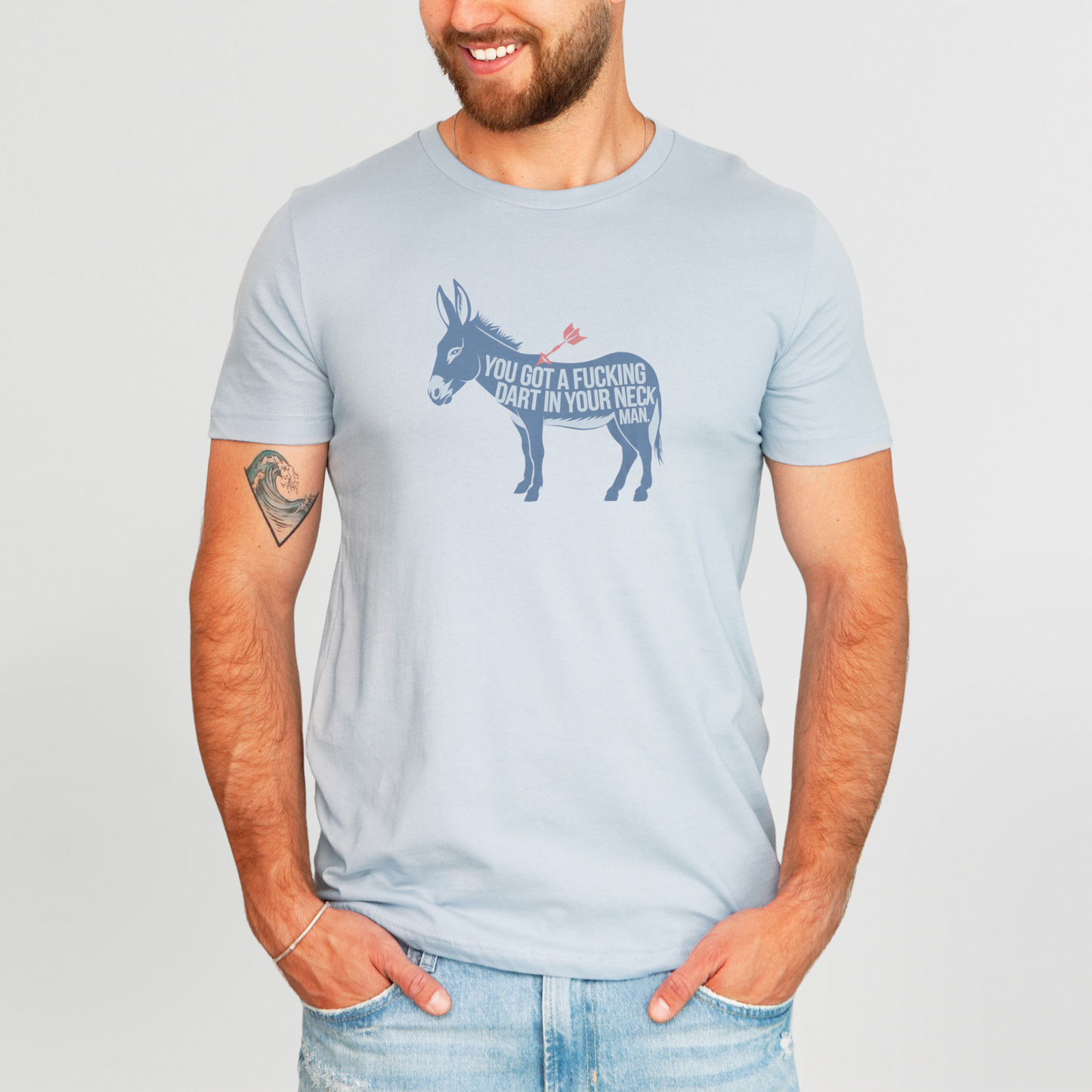 Front view of Old School T-Shirt, You Got a Fucking Dart in Your Neck