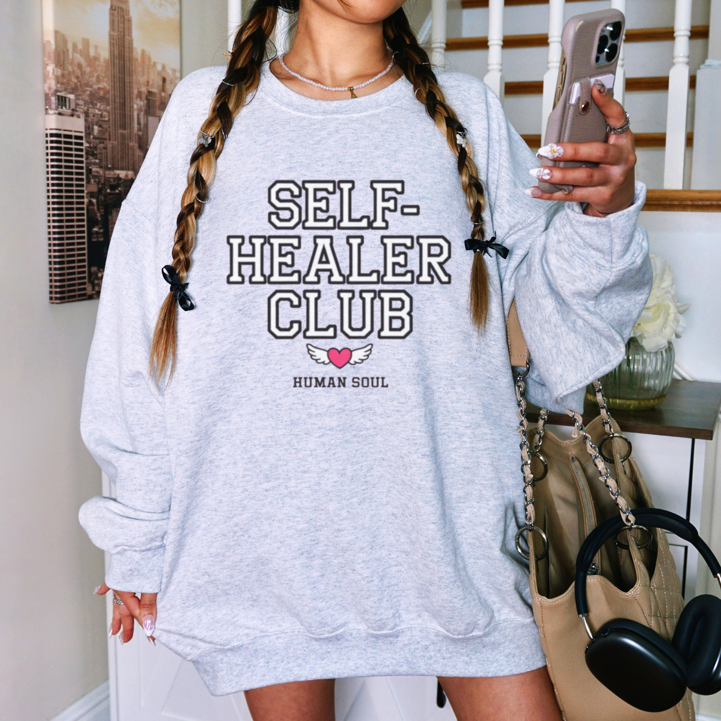 Self Healer Club Women's Sweatshirt featuring a cozy and empowering design for self-care and healing.