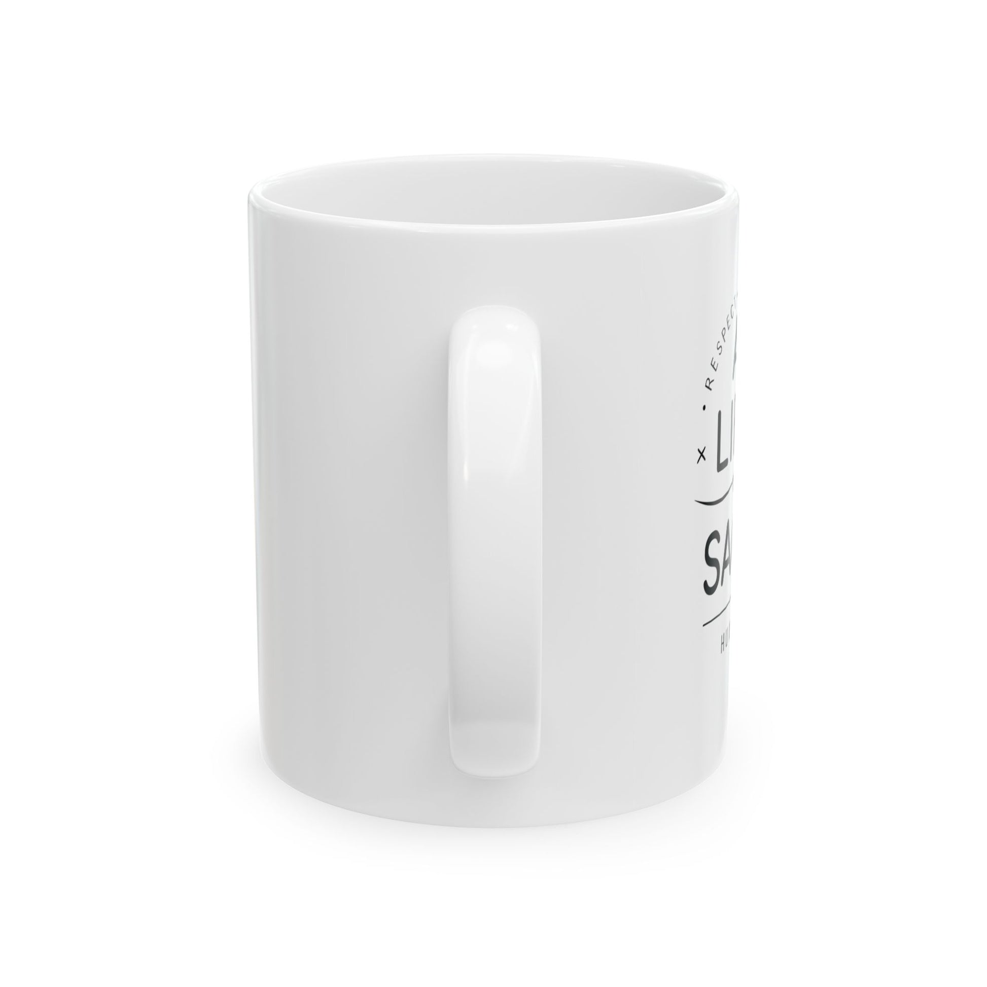 Side of the 11oz inspirational mug, designed for spiritual seekers and conscious coffee lovers.