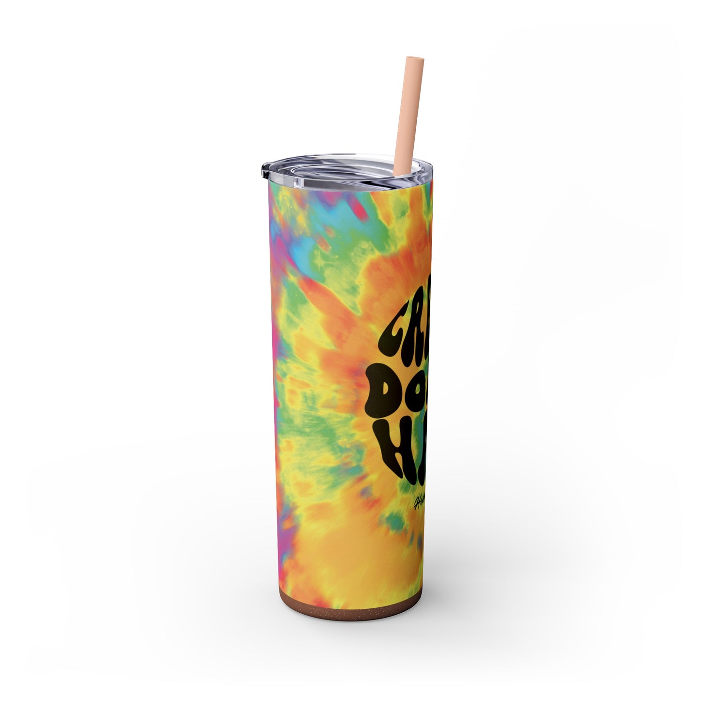 Create Don't Hate, Tie Dye Hippie 20oz Skinny Design with Straw, Hipster Travel Mug