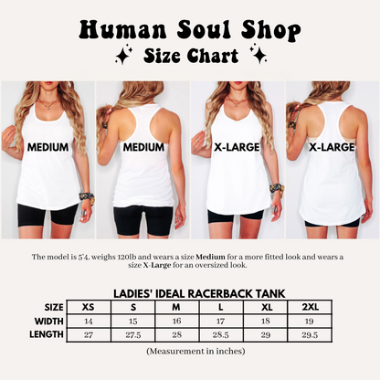 Human Soul Black Block Letter Racerback Tank Top