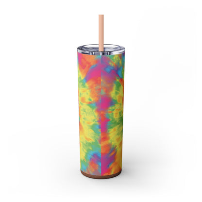 Create Don't Hate, Tie Dye Hippie 20oz Skinny Design with Straw, Travel Mug - Back View