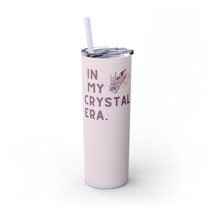 In My Crystal Era 20oz Skinny Tumbler with Straw, Travel Mug - Pink Tumbler