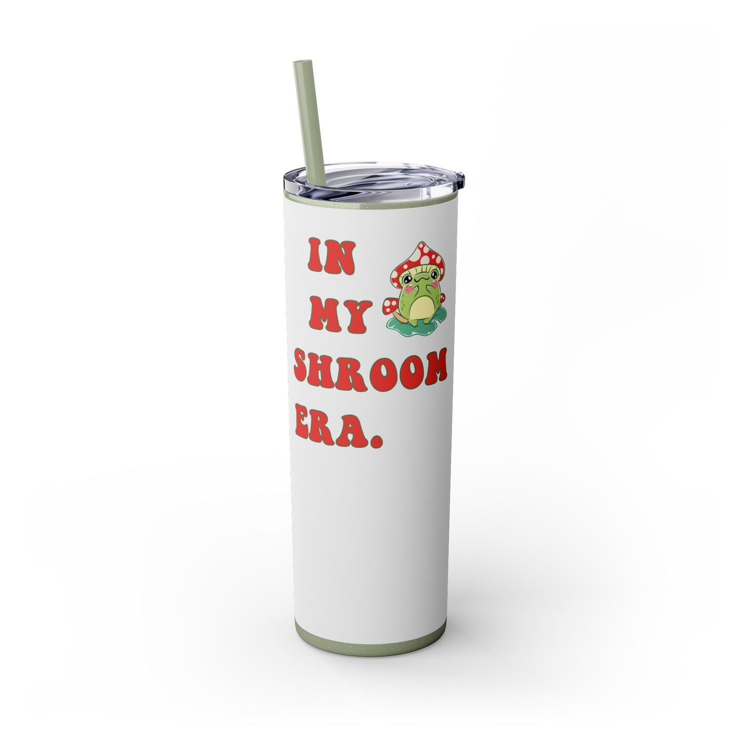 In My Shroom Era, Magic Mushrooms Frog 20oz Skinny Tumbler with Straw - Green Color