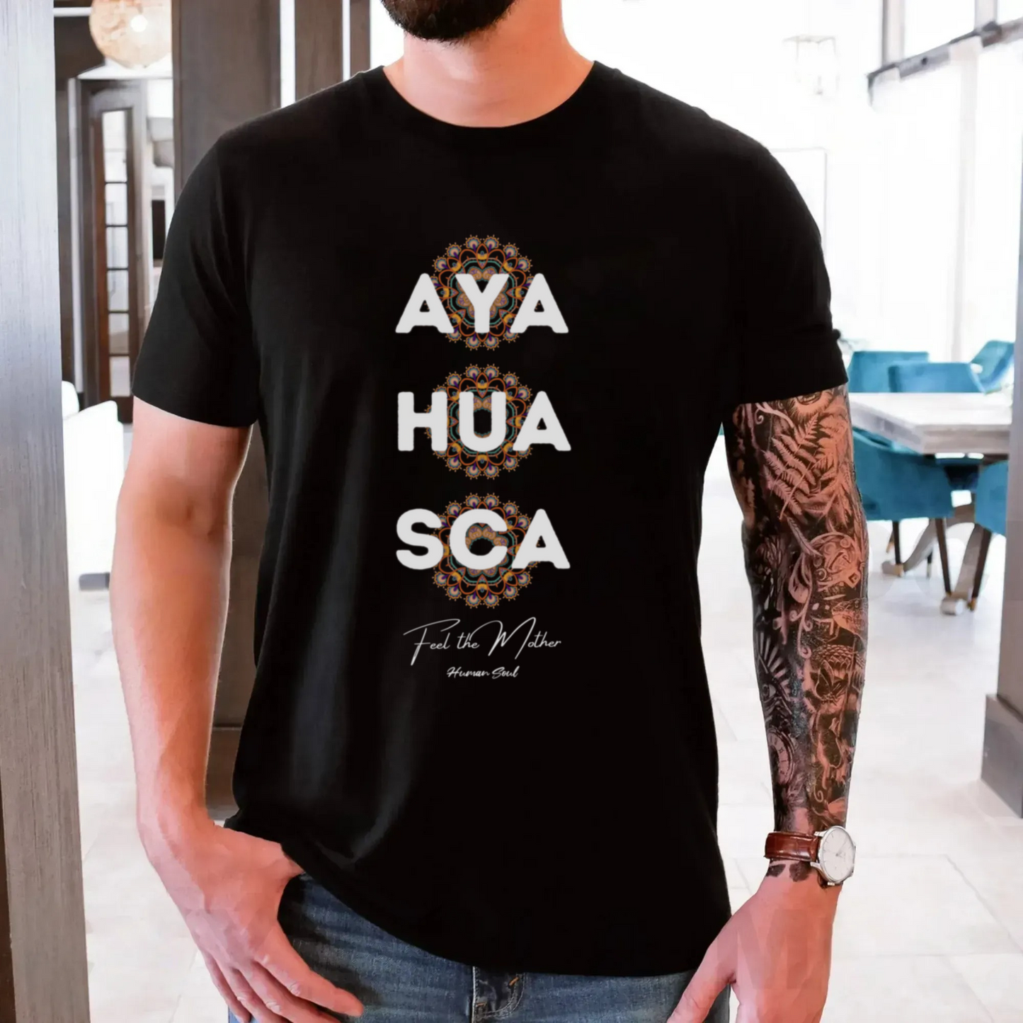 Ayahuasca Feel the Mother Mens Mandala T-Shirt