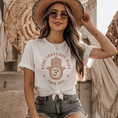 Being Conscious Bliss Hamsa Om Symbol T-Shirt