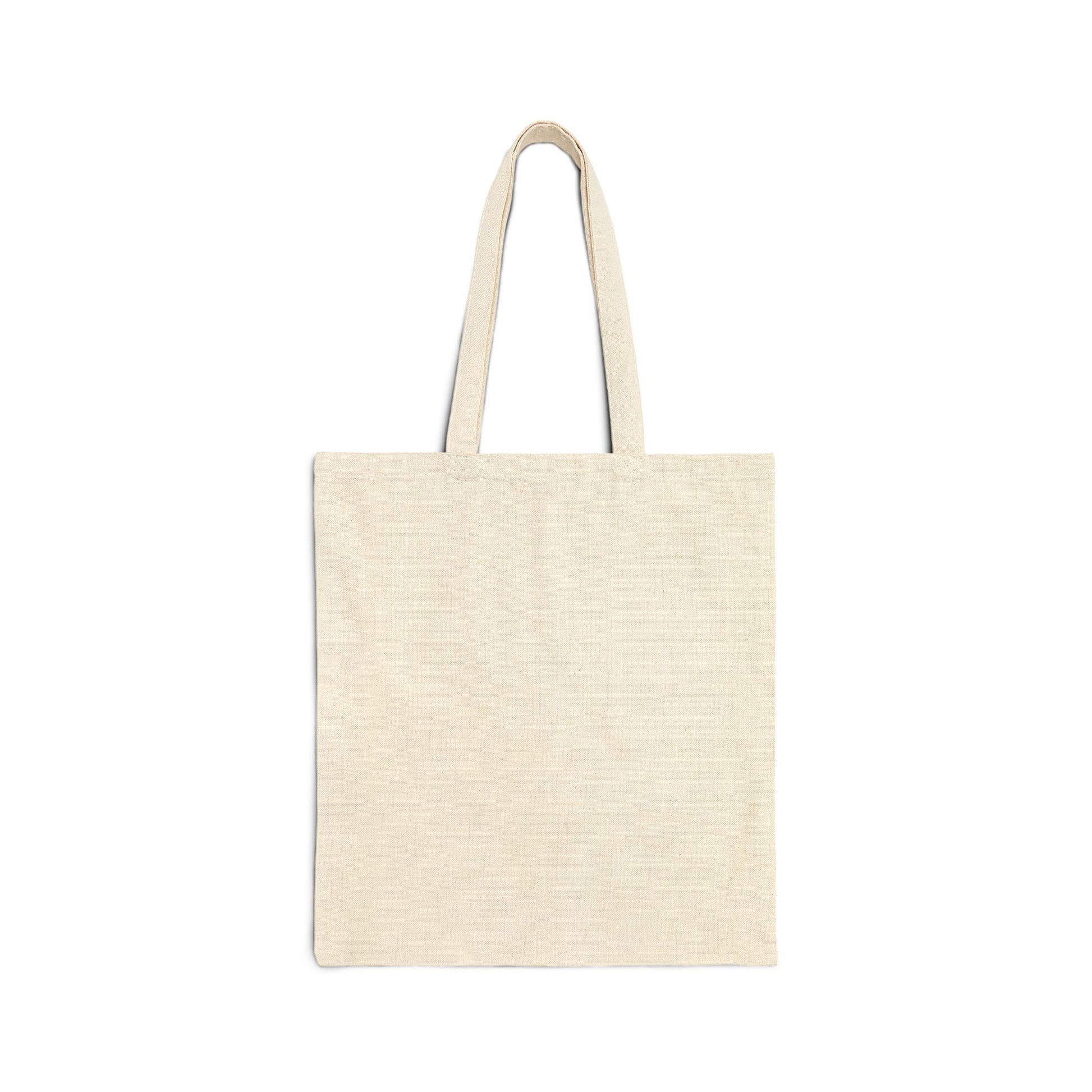 Back view of Ayahuasca Quote Canvas Tote Bag with psychedelic design.