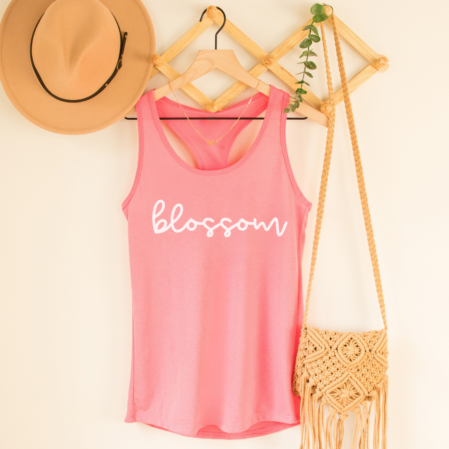 Blossom Minimal Script Racerback Tank