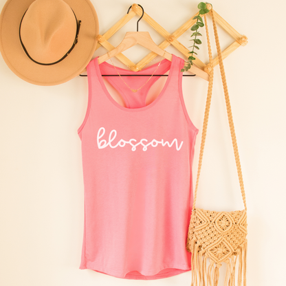 Blossom Minimal Script Racerback Tank