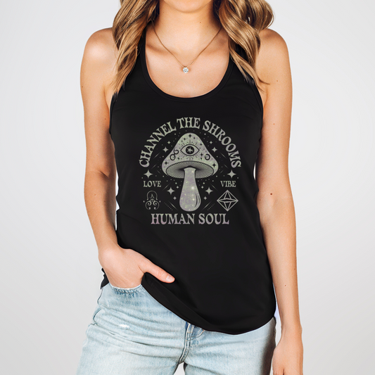 Channel the Shrooms, Love Vibe Racerback Tank