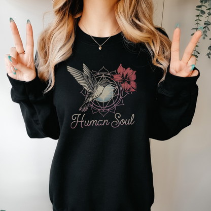 Hummingbird Heart Chakra Sweatshirt featuring a spiritual design inspired by love, healing, and energy alignment.