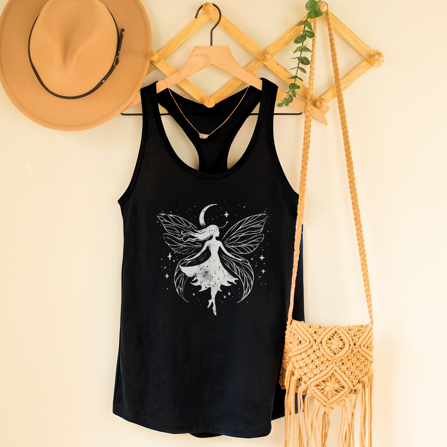 Fairy Grunge Crescent Moon Racerback Tank Top