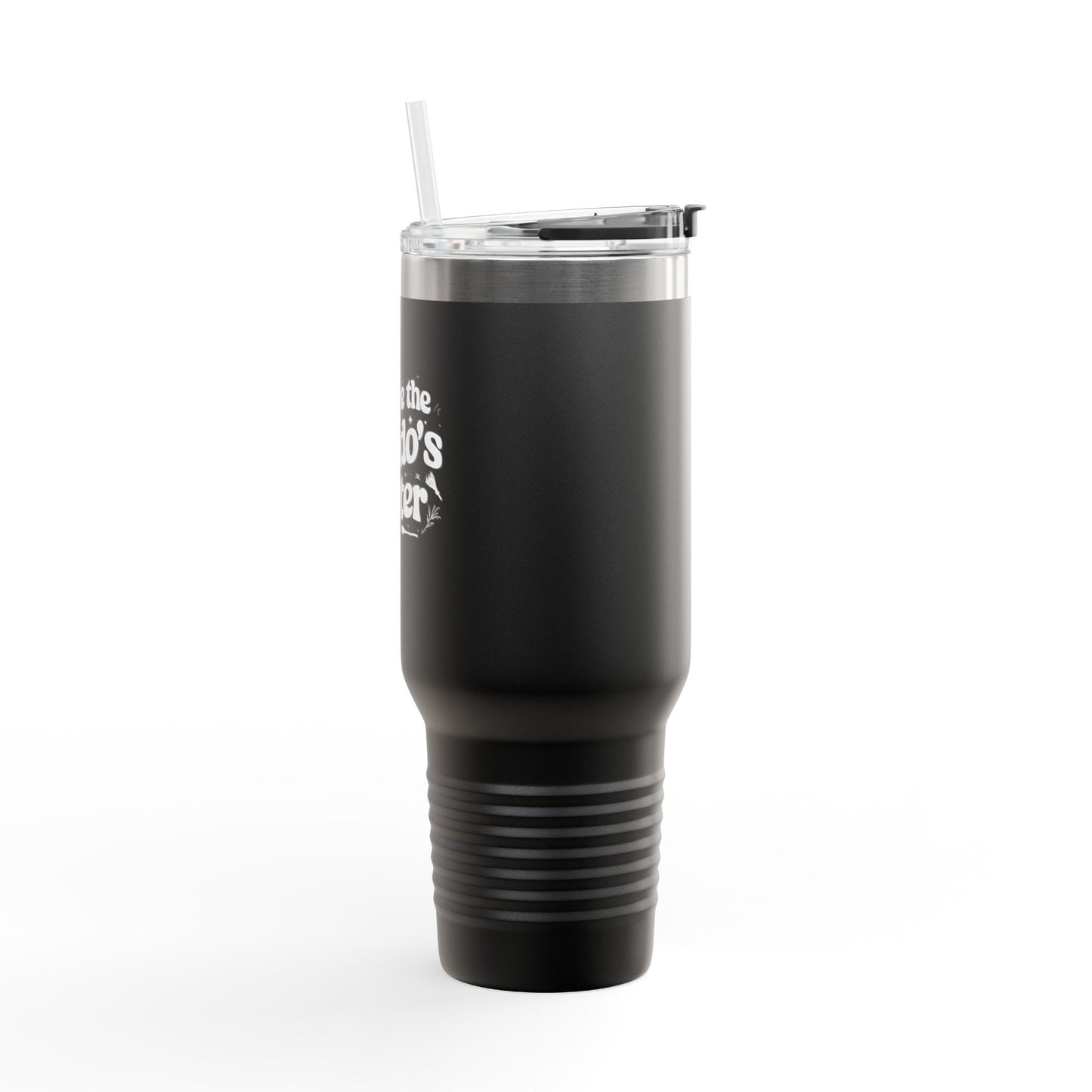 Right-side view of the witchy travel mug, capturing its large capacity and stylish, mystical aesthetic.