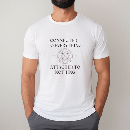 Front view of Sacred Geometry Mens Tee - Connected to Everything