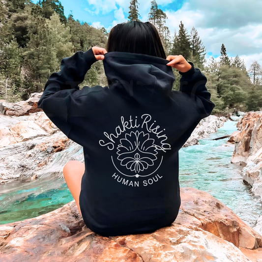 Back view of Shakti Rising Lotus Flower Women's Divine Feminine Hoodie