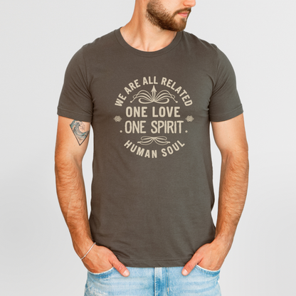 Front view of We Are All Related Unity Men's T-Shirt.