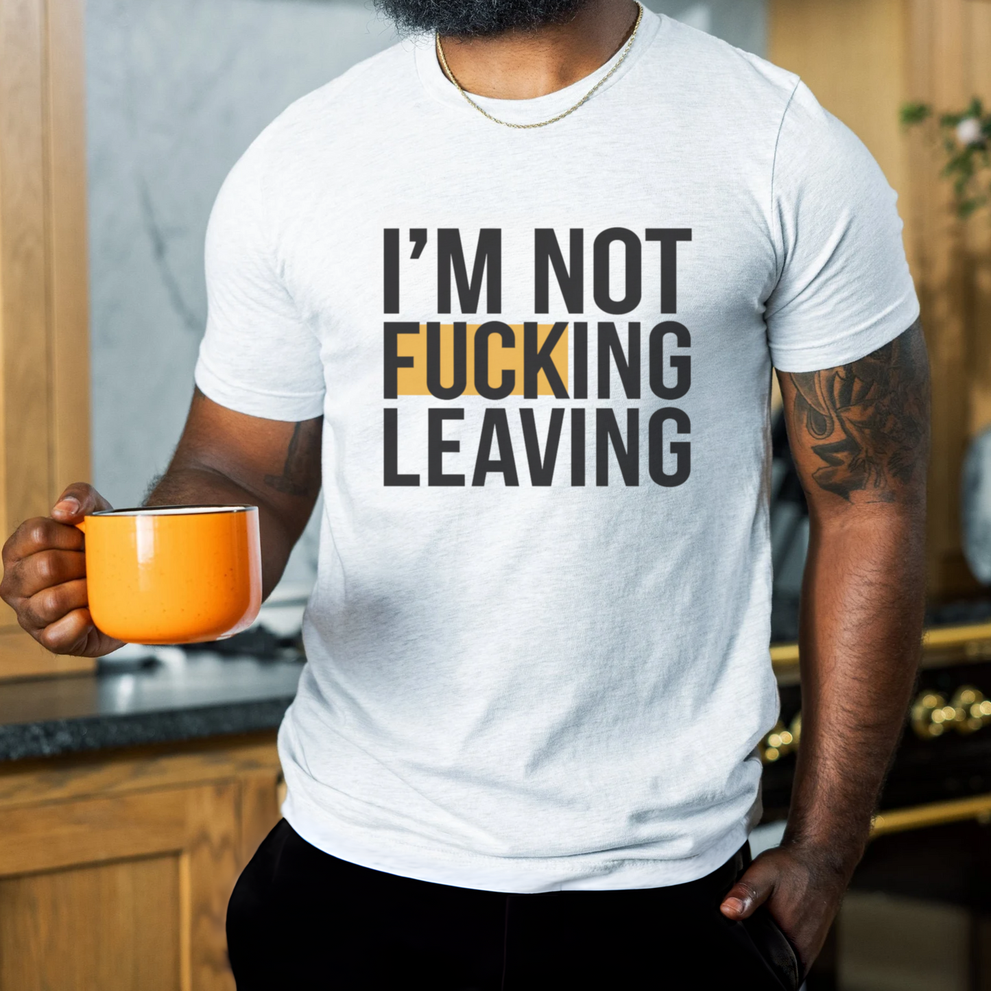 T-Shirt Wolf of Wall Street Movie Quote, I'm Not Fucking Leaving Short Sleeve Tee