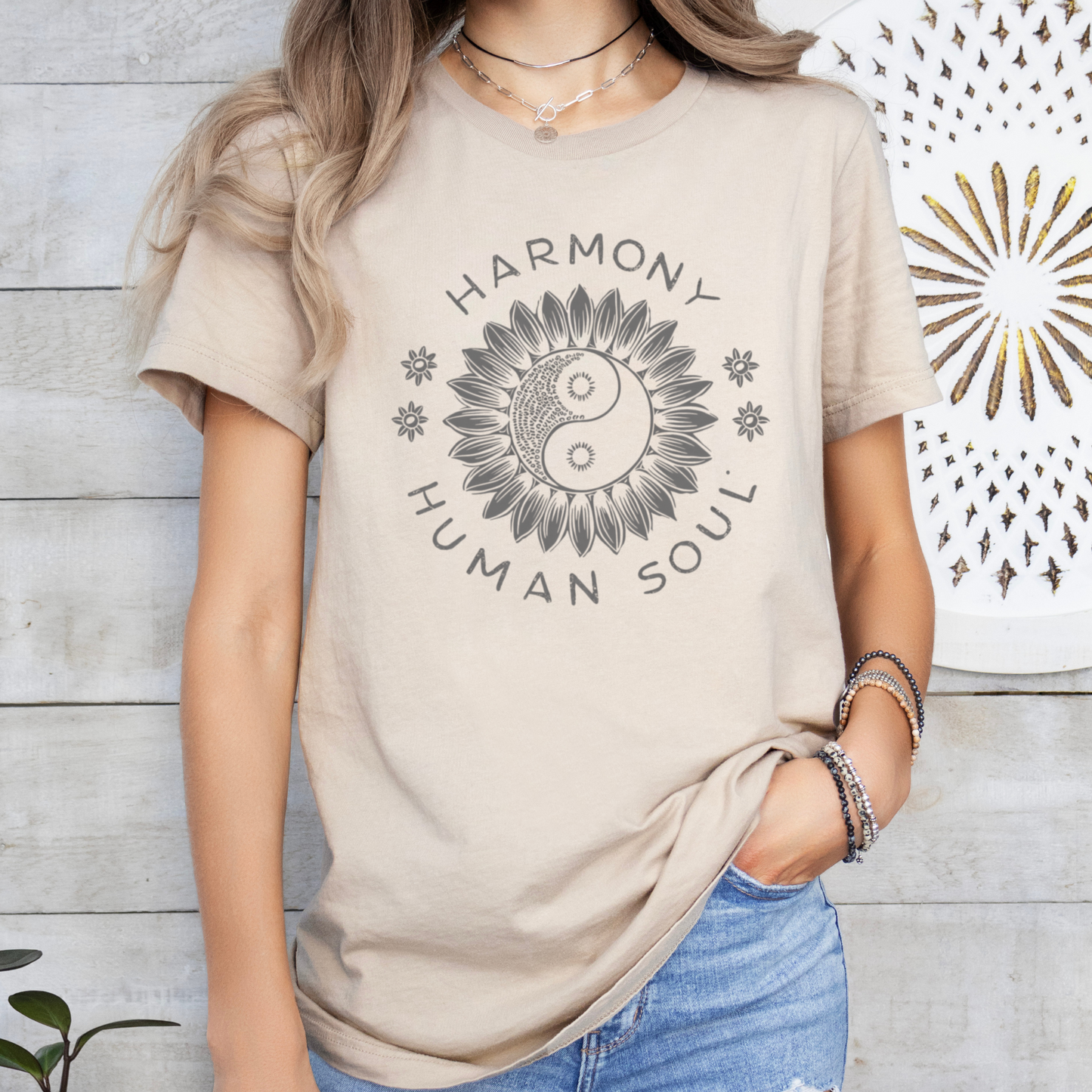 Yin Yang Sunflower Harmony T-Shirt